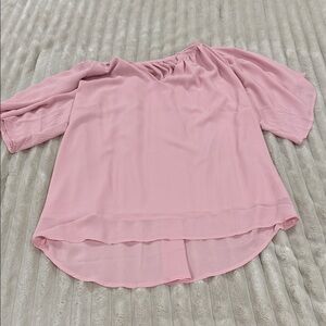 Light Pink Women's Blouse - Soft V-Neck Short Sleeve Top